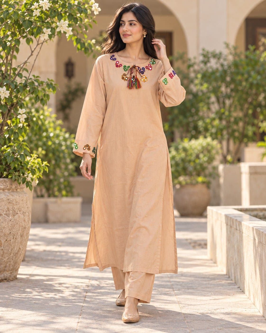 Camel Embroidered Two-Piece Suit, detail 3 of 8