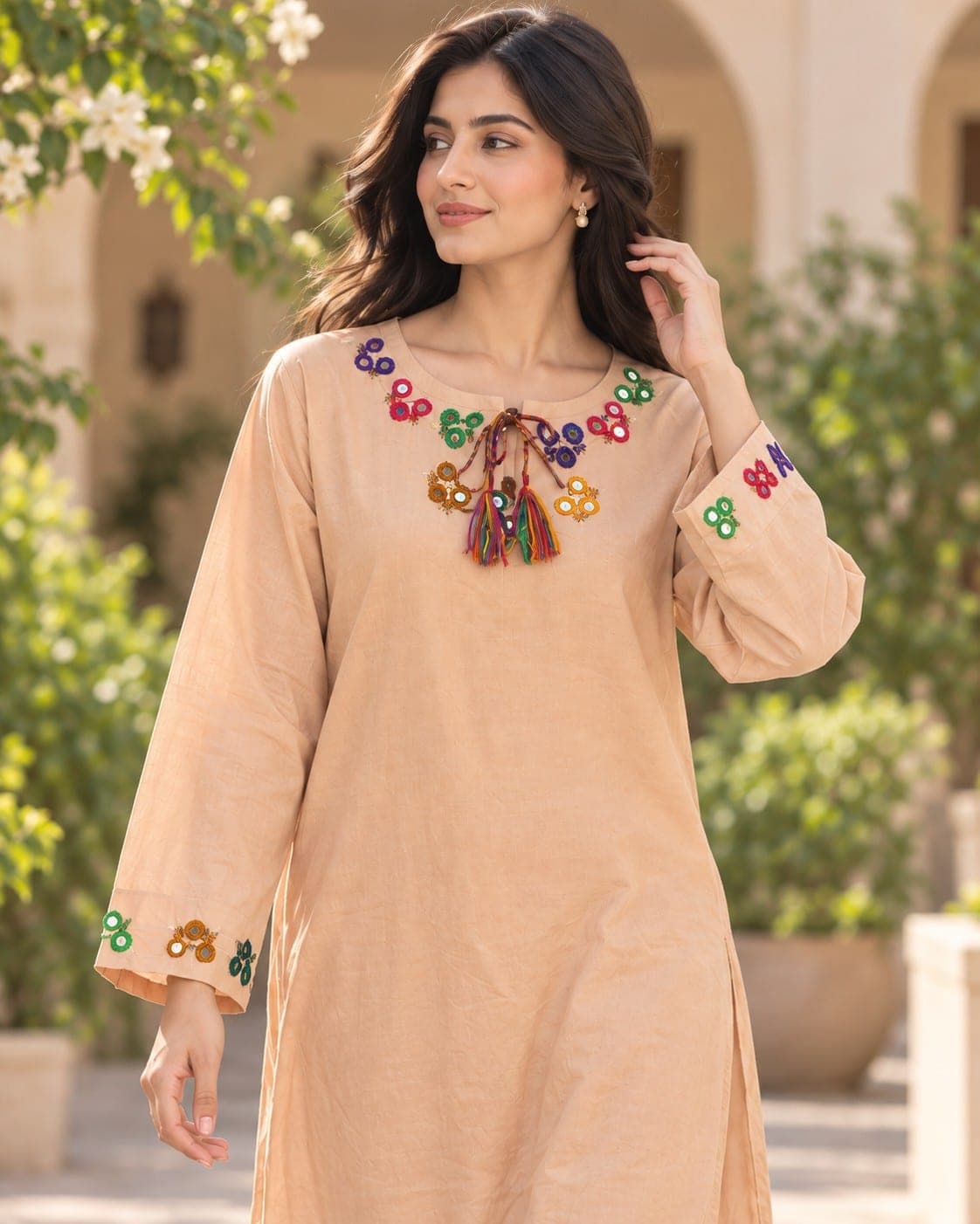 Camel Embroidered Two-Piece Suit, detail 5 of 8