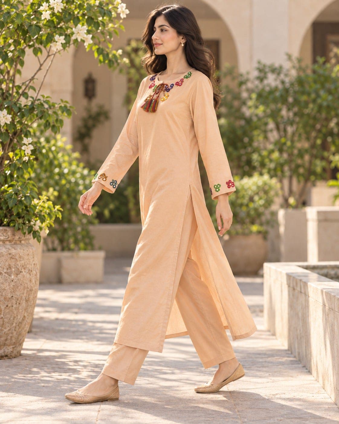 Camel Embroidered Two-Piece Suit, detail 7 of 8