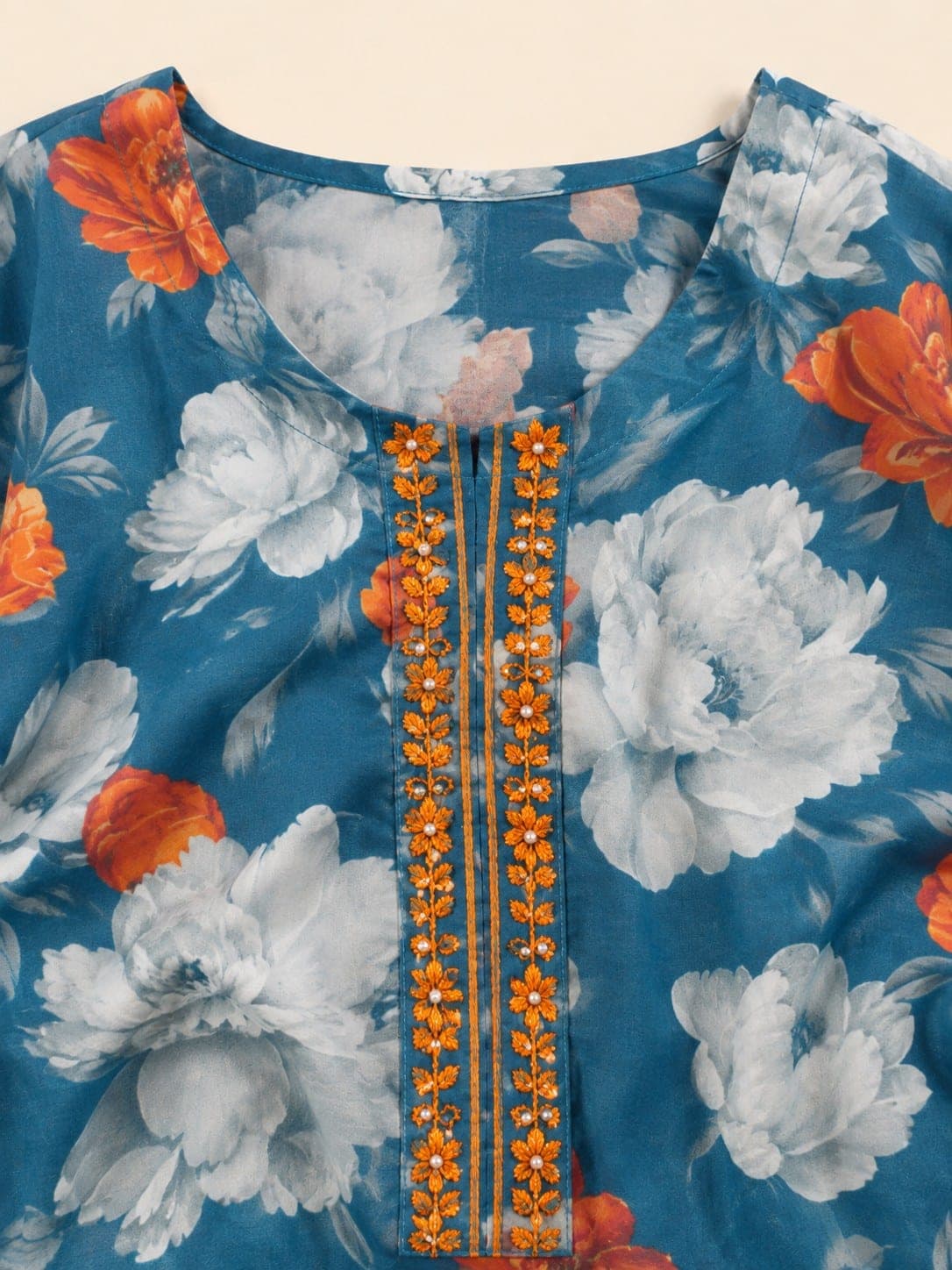 Blue Floral Printed Two-Piece Suit, detail 2 of 6