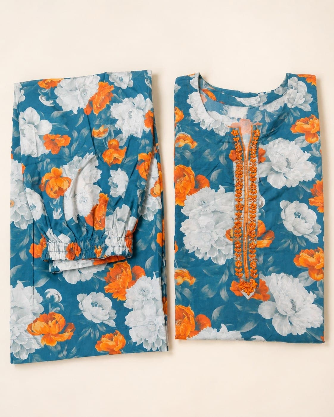 Blue Floral Printed Two-Piece Suit, detail 3 of 6