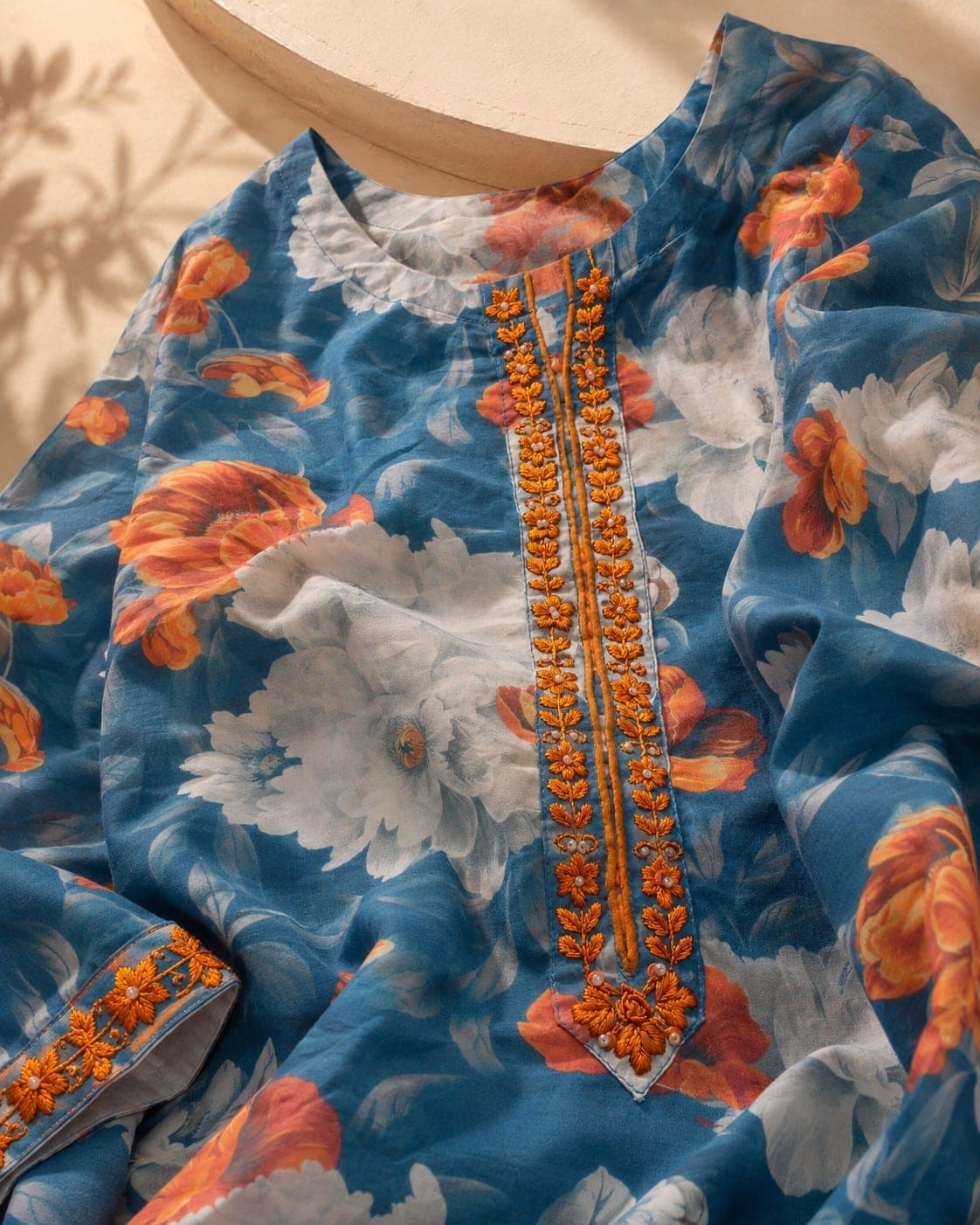 Blue Floral Printed Two-Piece Suit, detail 4 of 6