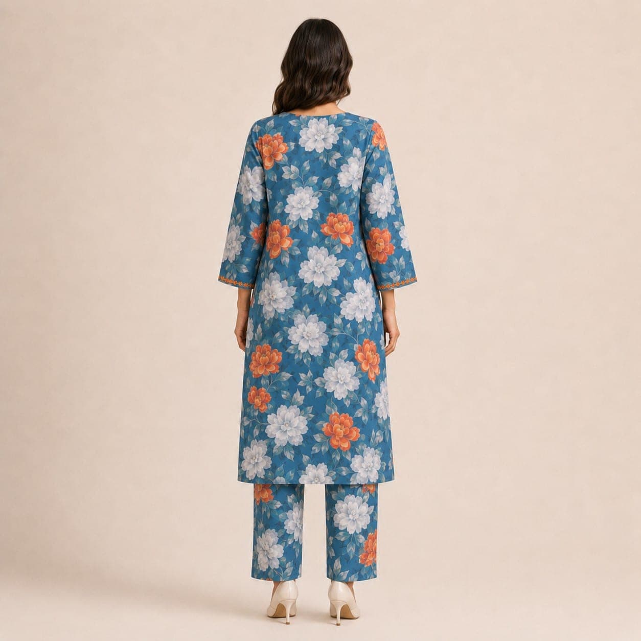 Blue Floral Printed Two-Piece Suit, detail 6 of 6