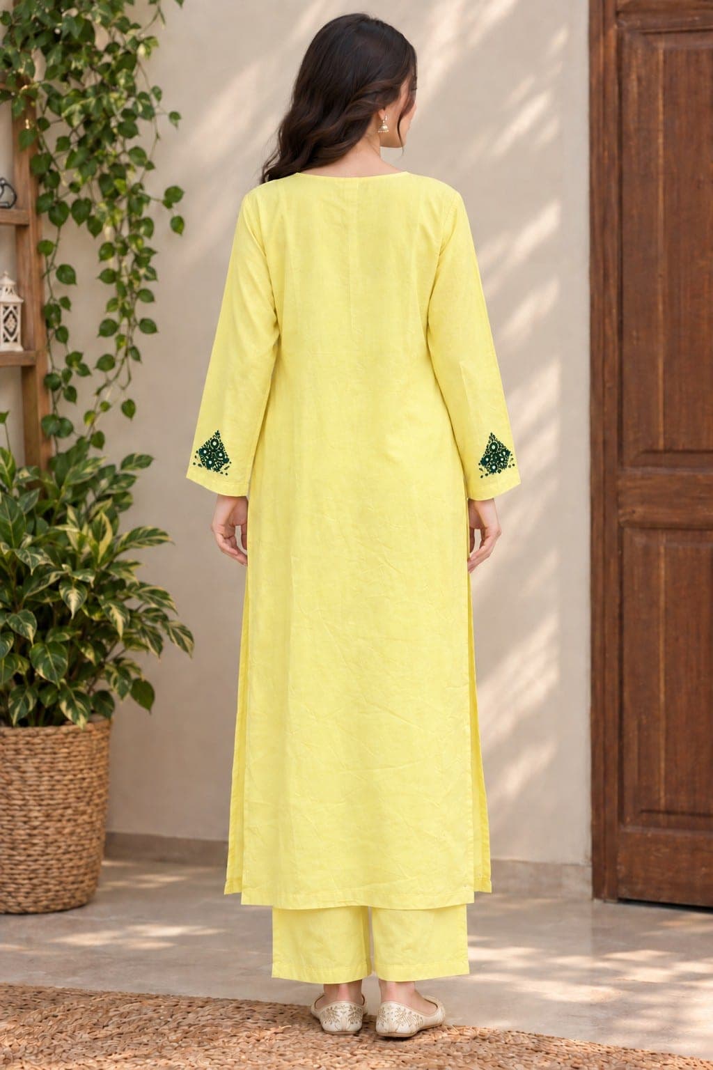 Lemon Yellow Embellished Two-Piece Suitss, detail 1 of 7