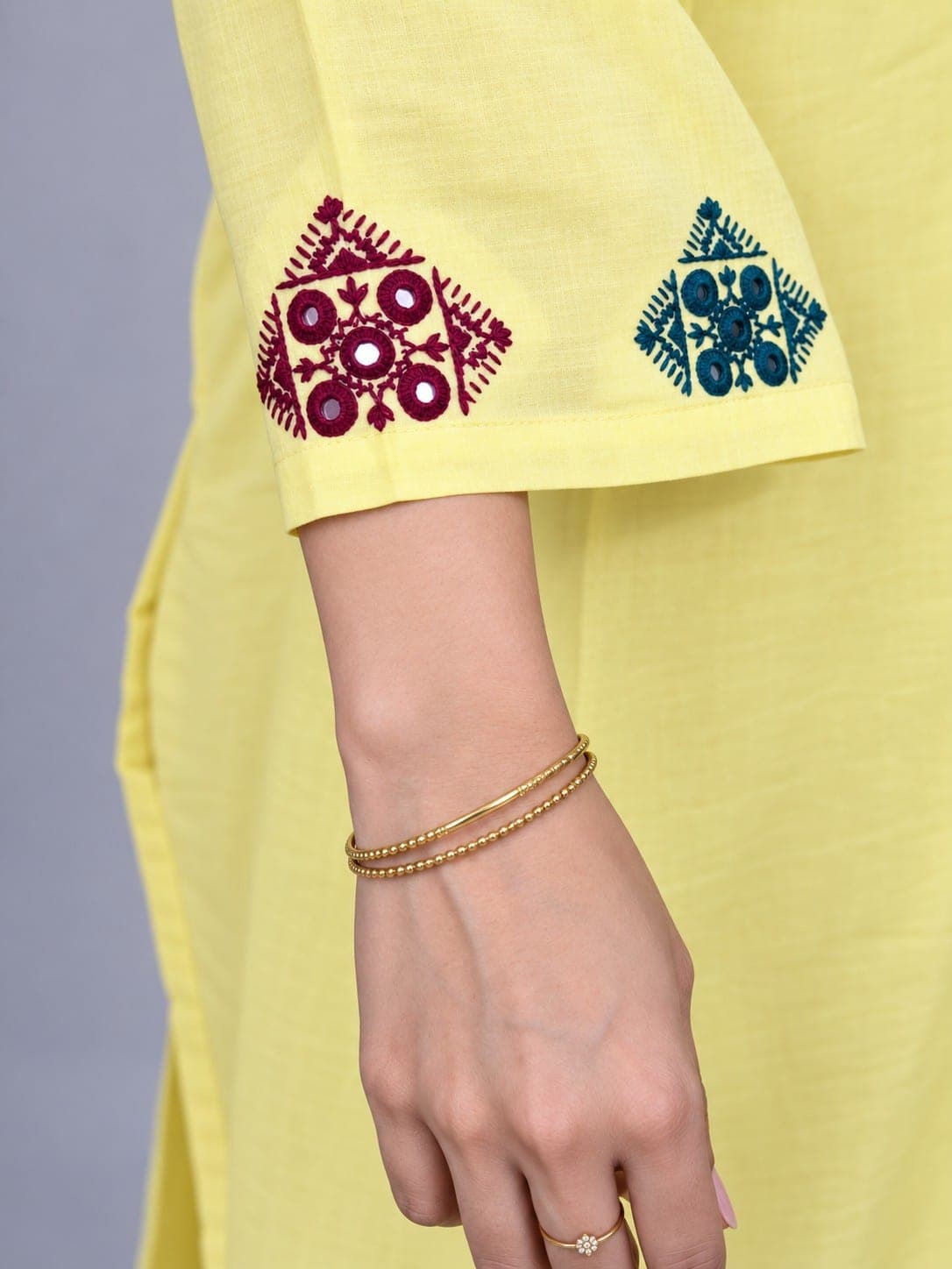 Lemon Yellow Embellished Two-Piece Suitss, detail 6 of 7