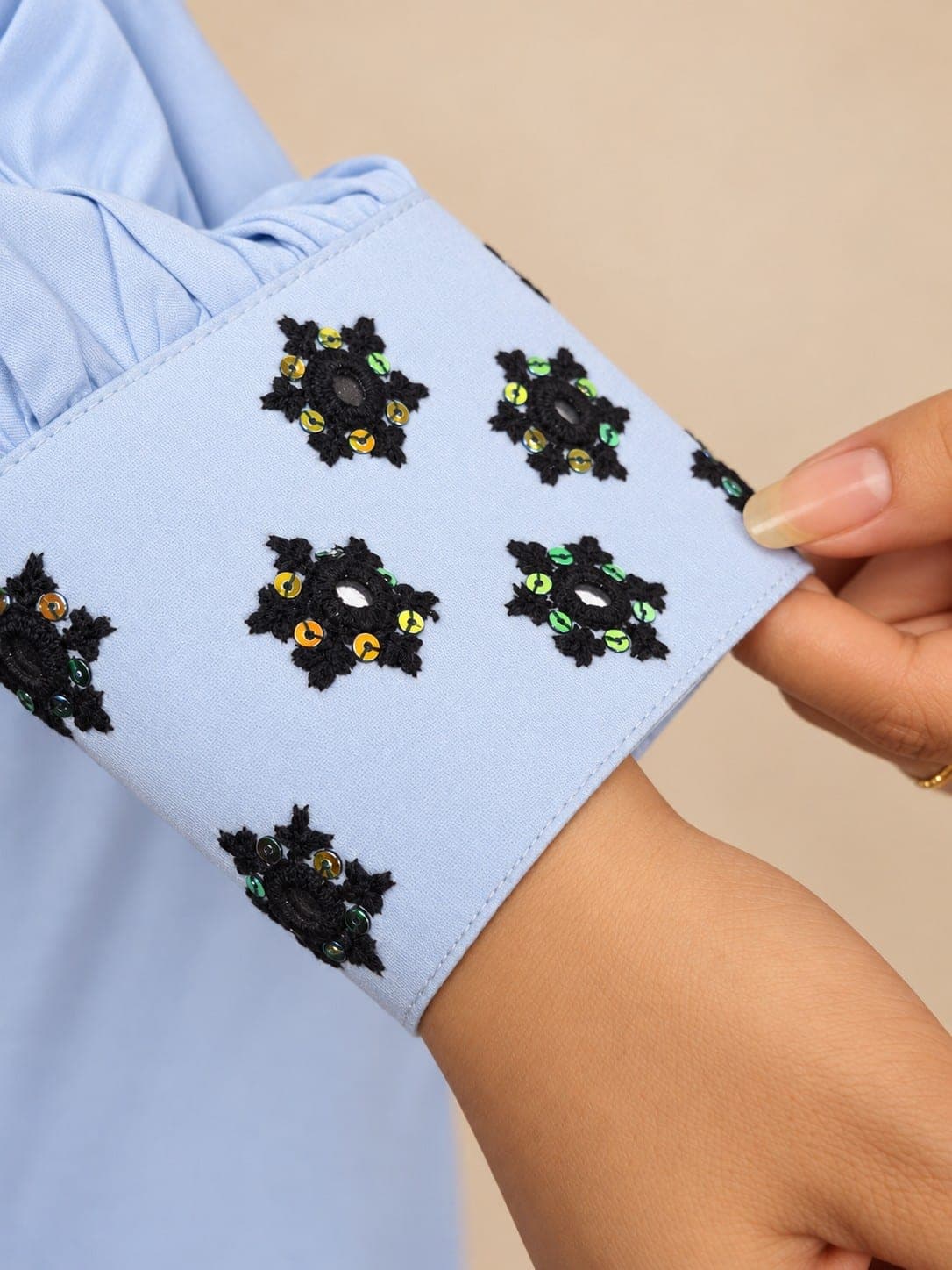 Powder Blue Embroidered Two-Piece Suit, detail 5 of 7