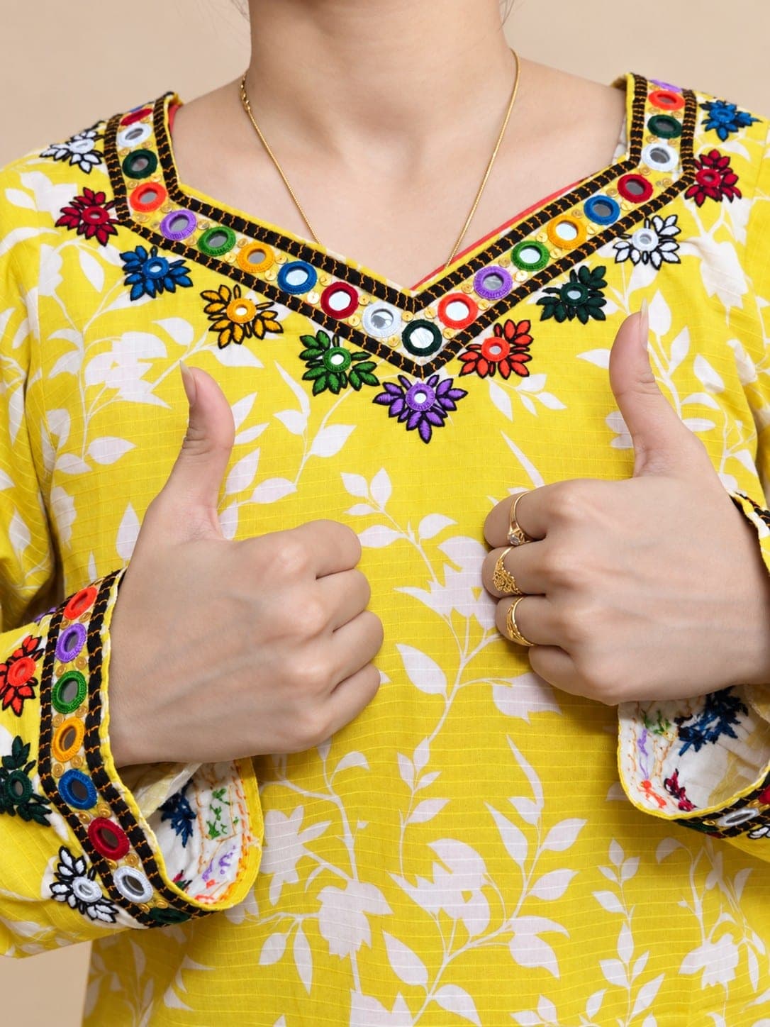 Yellow Floral Printed Two-Piece Suit, detail 7 of 7