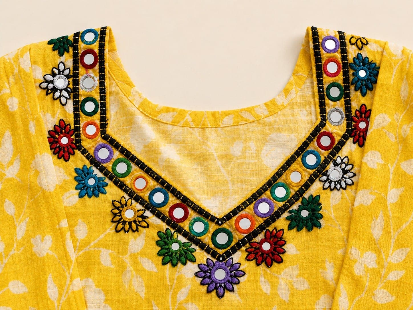 Yellow Floral Printed Two-Piece Suit, detail 2 of 7