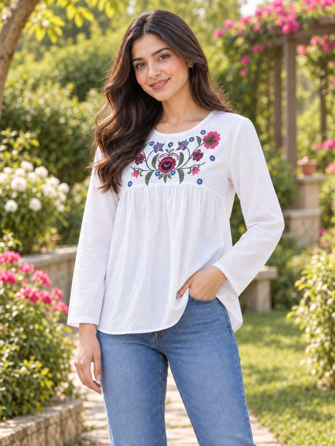 Multicolor Floral Flared Kurti, detail 1 of 2