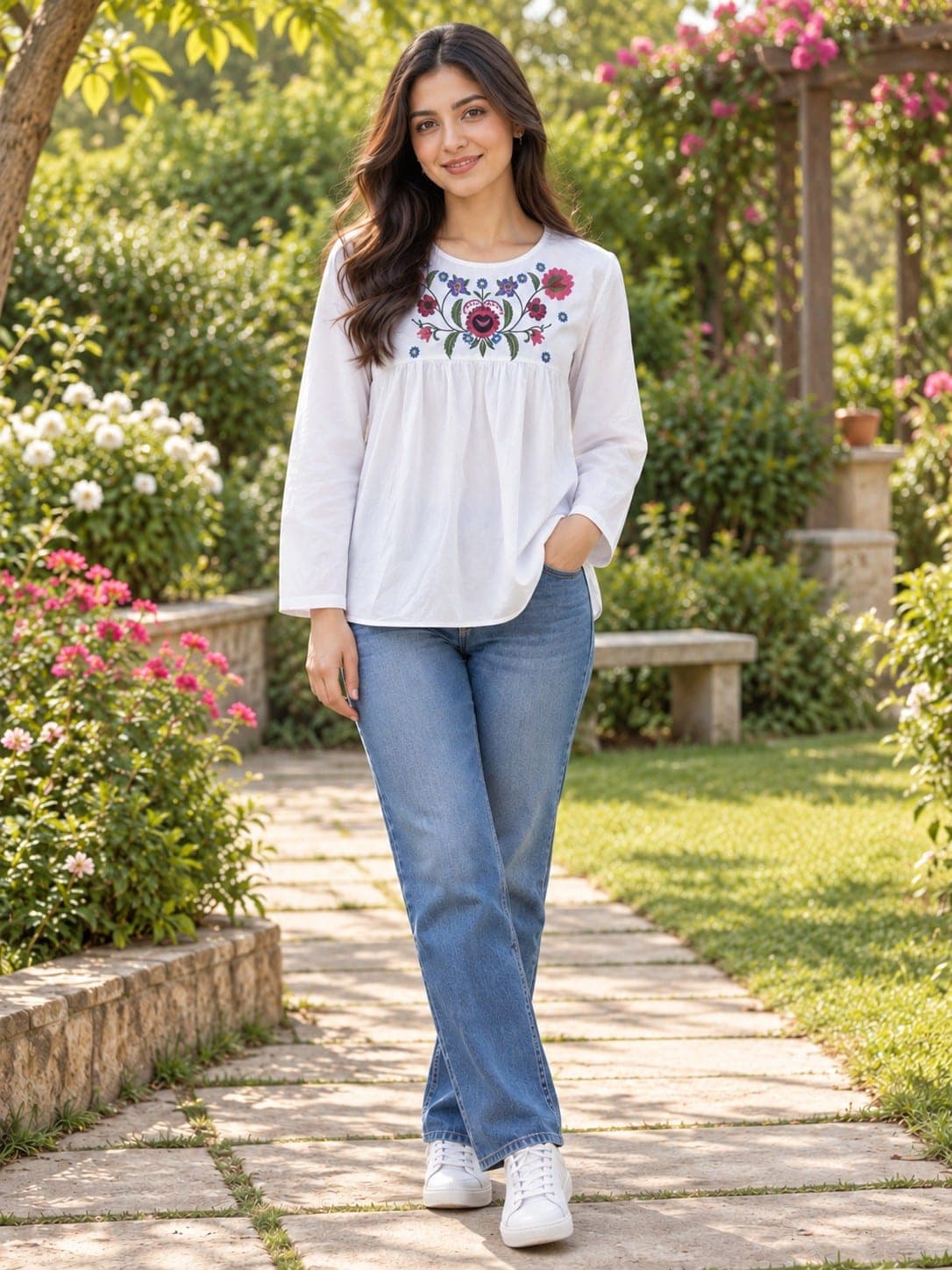 Multicolor Floral Flared Kurti, detail 2 of 2