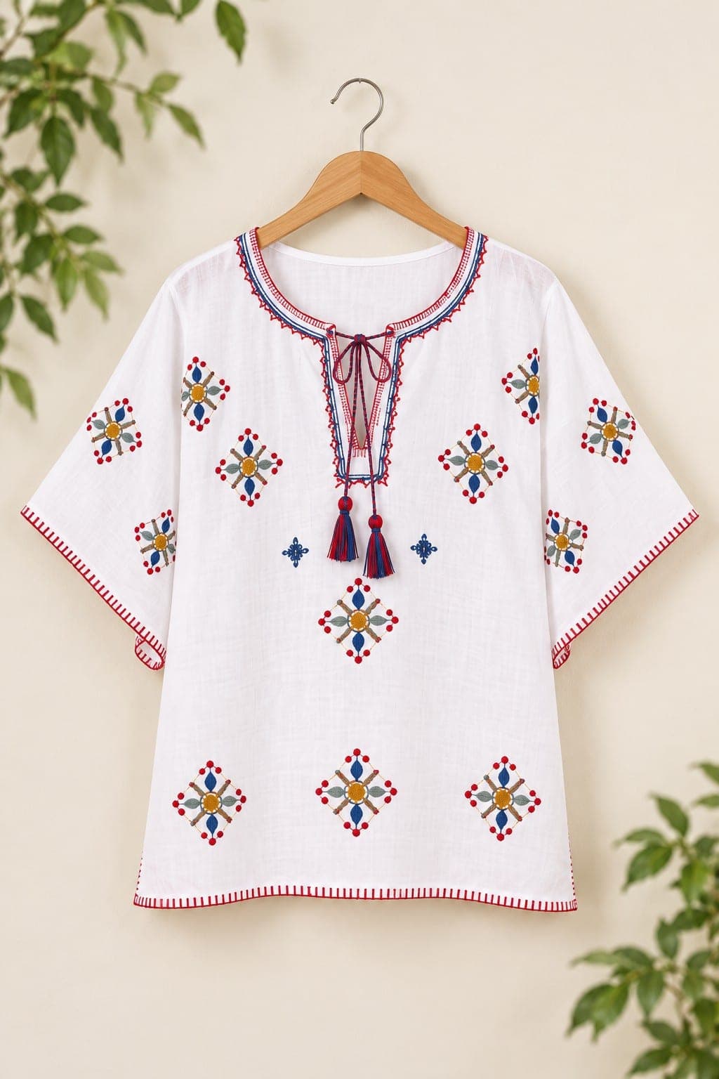 Hand Floral Embroidery Top