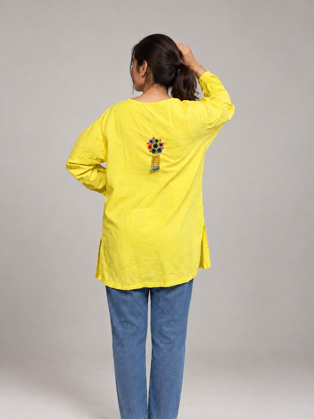 Women’s Yellow Eyelet Top, detail 3 of 3