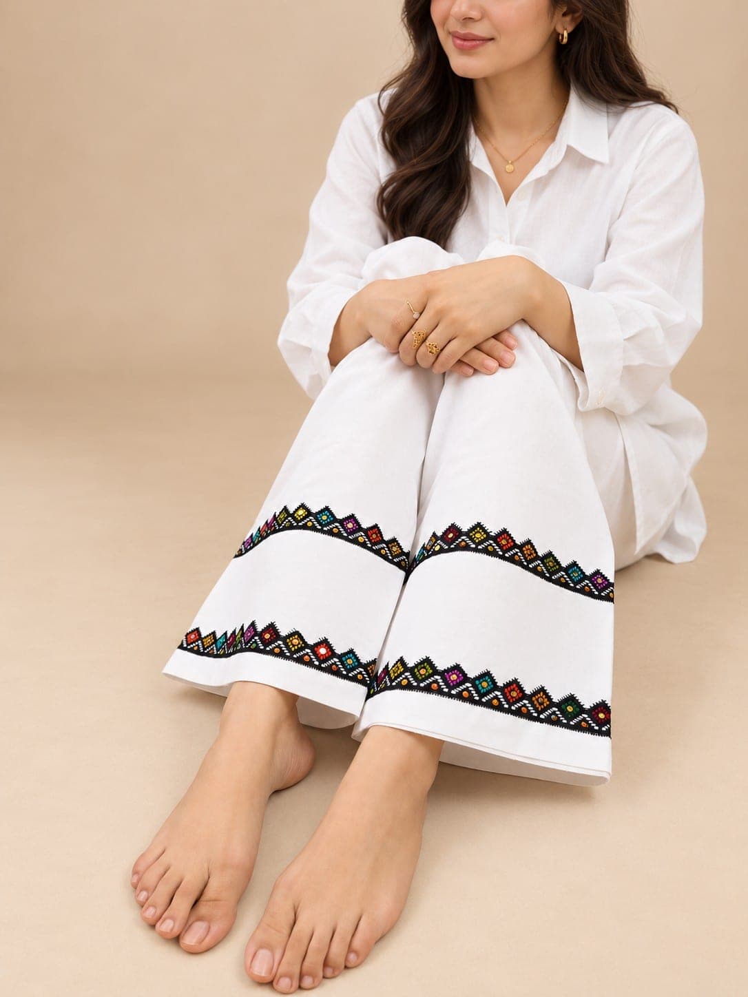 White Embroidered Trouser, detail 2 of 4