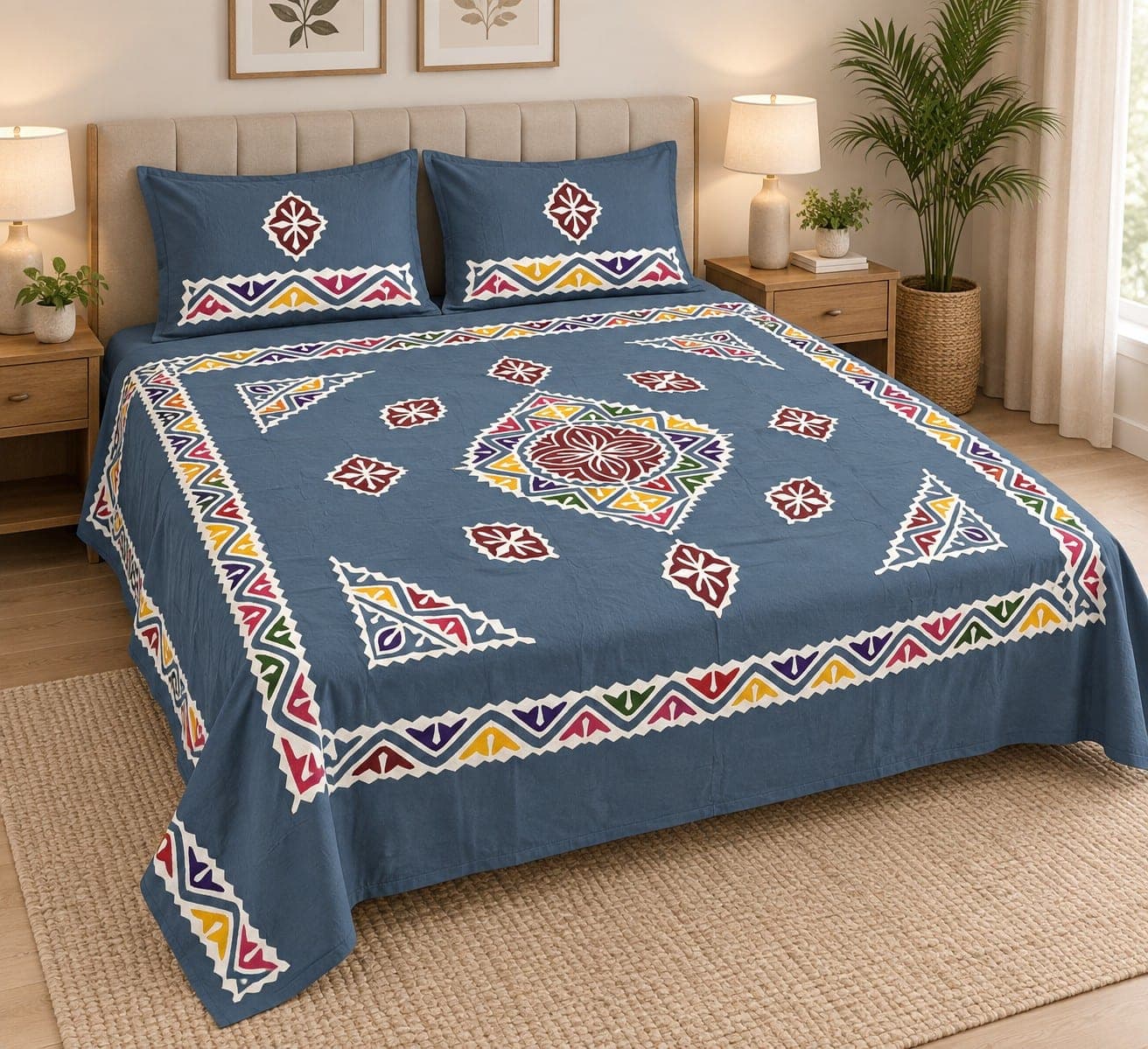 Colourful Traditional Bedsheet / Chaadar, detail 4 of 6