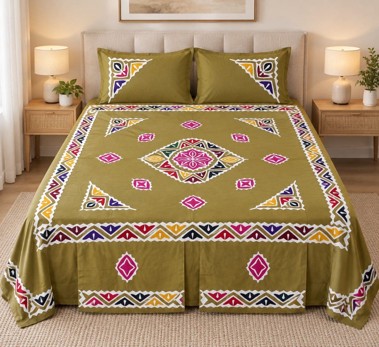 Colourful Traditional Bedsheet / Chaadar, detail 6 of 6