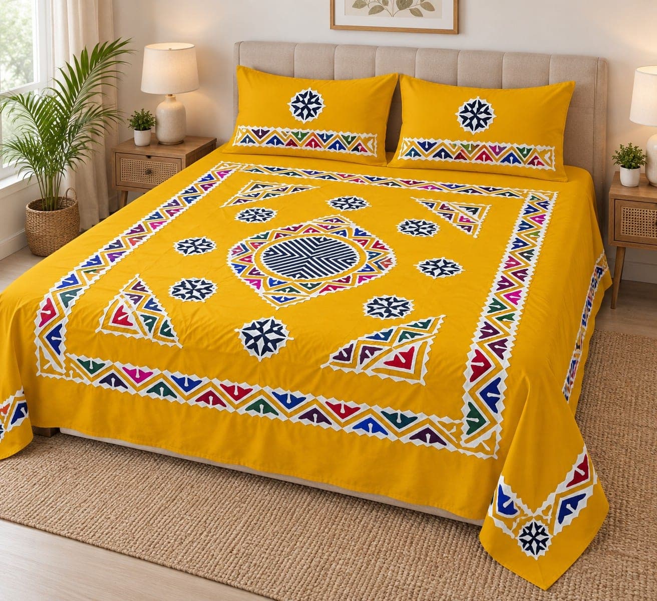 Colourful Traditional Bedsheet / Chaadar, detail 3 of 6