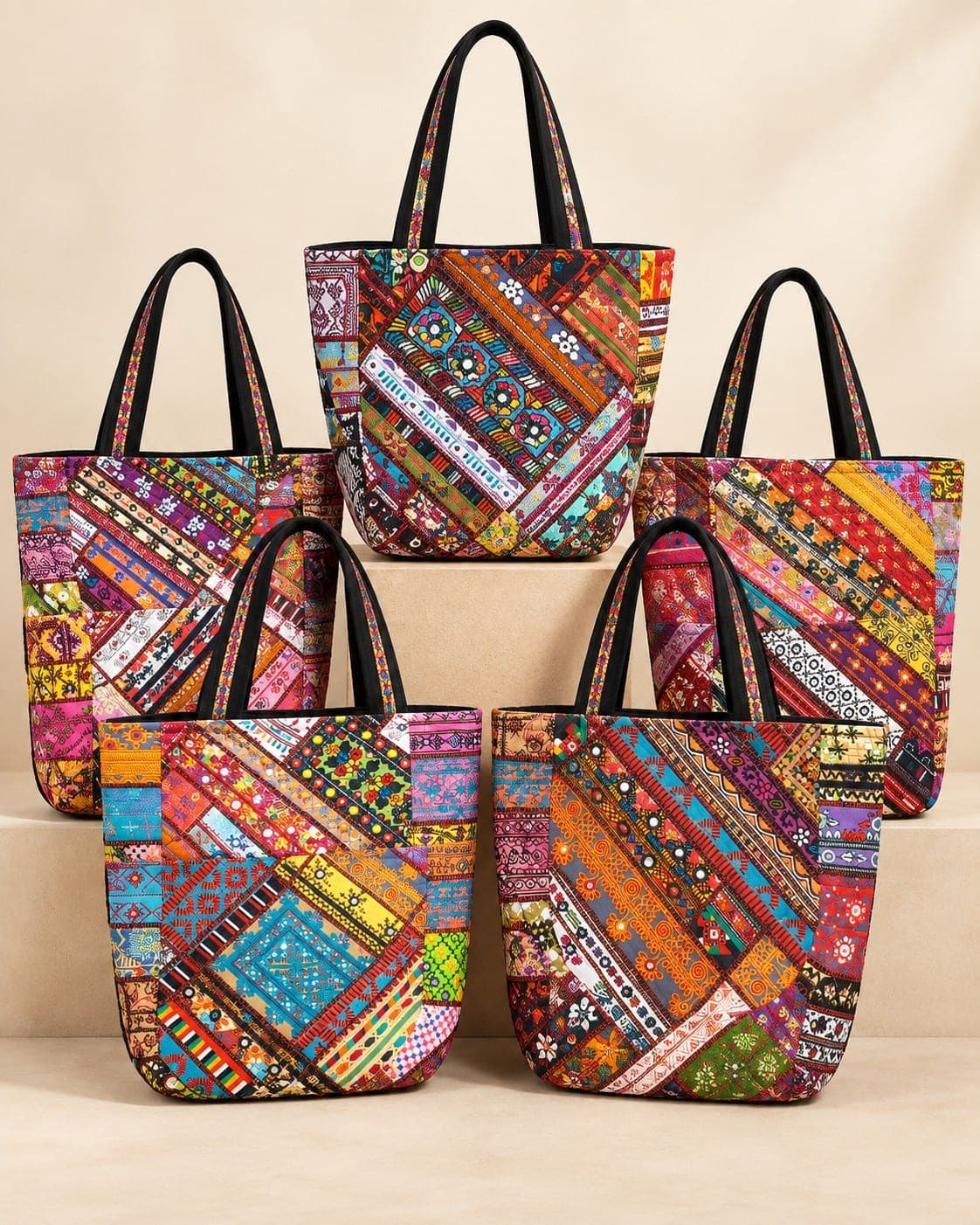 Multicolor Patchwork-Style Tote Bag for Women